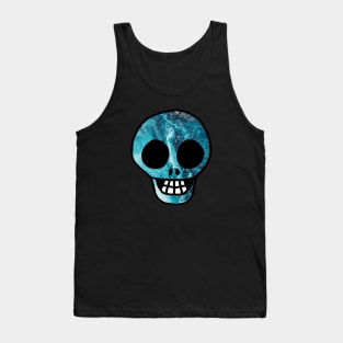 Blue Melting Paint Skull Tank Top